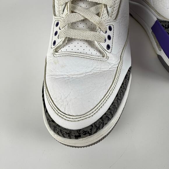 Nike Air Jordan 3 Retro Dark Iris Sneakers Mid Men's 8 Purple White CT8532-105 - Picture 5 of 10